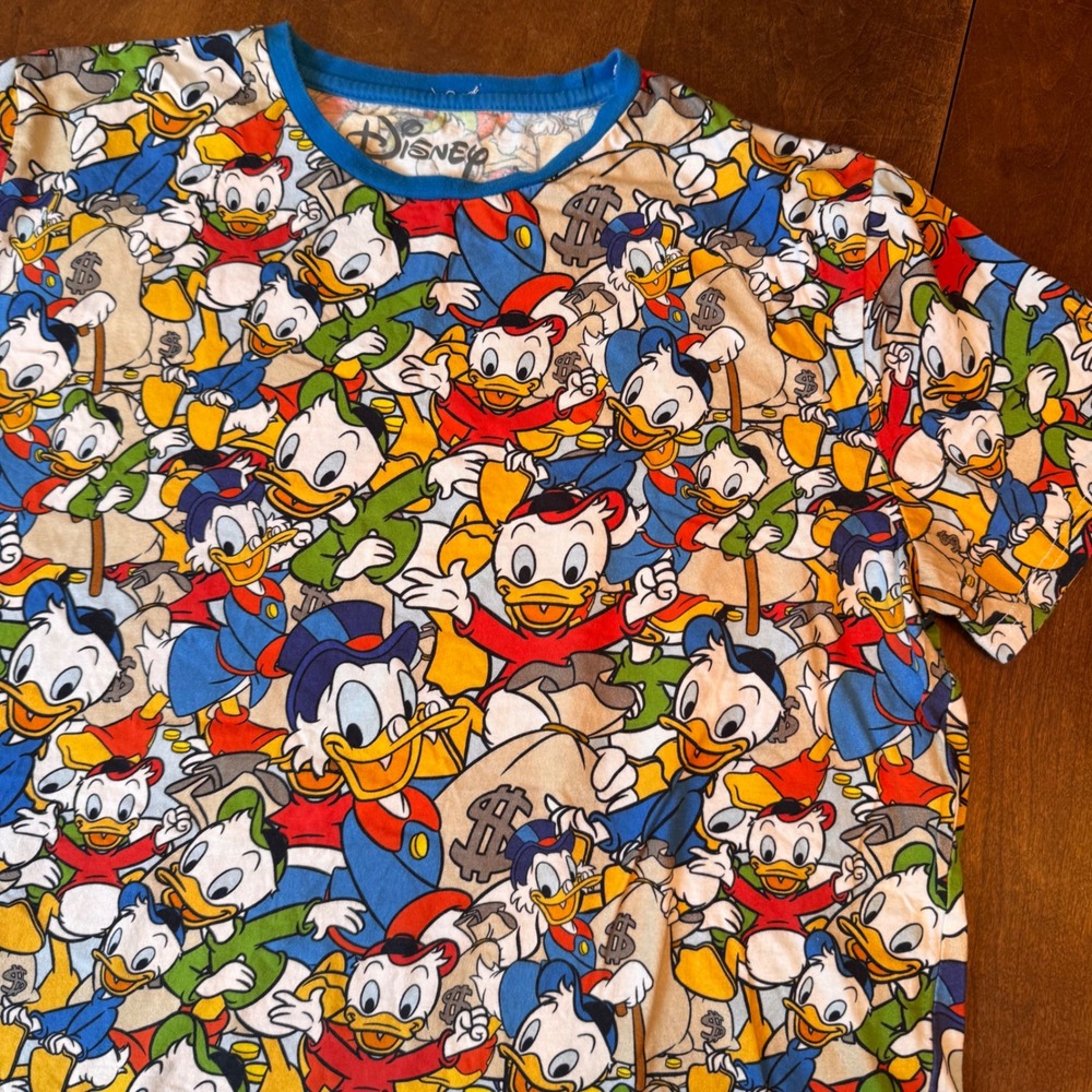 Cakeworthy T-Shirt Unisex Large Multicolor Scrooge McDuck All-Over‎ Print Disney